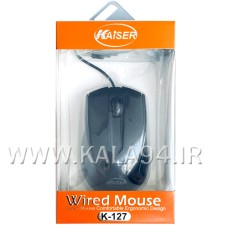 موس سیمی KAISER K-127 / دارای 3 کلید / کابل 1.5 متر درگاه USB / کلید نرم و مقاوم با دقت بالا در ضرب مداوم / تک پک طلقی ویترینی